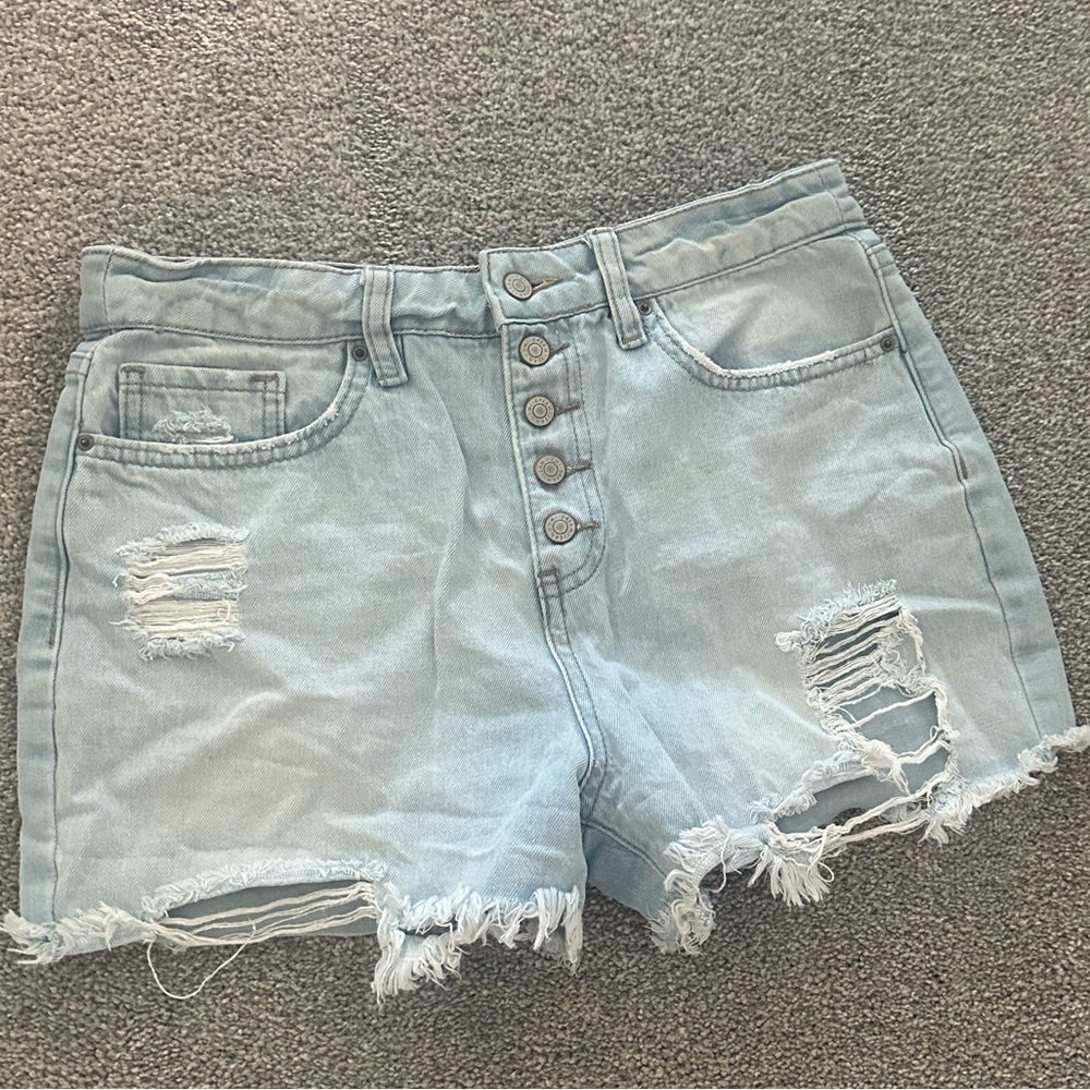 Light wash denim shorts